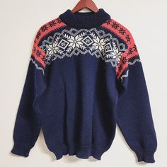 Vtg Dale Of Norway Navy Wool Jumper Fair Isle Norwegian Sweater Y2k Icelandic Xl This Vintage Dale Of Norway Sweater Is A Beautiful Addition To Any Wardrobe. With A Classic Blue Color And Geometric Fair Isle Pattern, It's Perfect For Formal Occasions Or Casual Wear. Made From 100% Wool, This Sweater Is Both Comfortable And Stylish. The Xl Size And Regular Fit Make It A Great Choice For Women, While The 44 Inch Chest Dimension And 42 Inch Shoulder Dimension Ensure A Perfect Fit. This Original Swe Nordic Style Blue Fair Isle Outerwear, Vintage Blue Outerwear With Fair Isle Pattern, Blue Nordic Knit Sweater, Blue Wool Sweater With Fair Isle Pattern, Vintage Blue Sweater With Fair Isle Pattern, Dale Of Norway Sweater, Dale Of Norway, Norwegian Sweater, Fair Isle Pattern