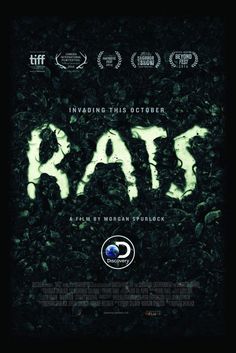 a movie poster with the words rats written in white ink on black paper, surrounded by leaves