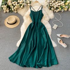 Simple satin A line dress fashion dress party dress  Fabric: satin Color: black, white, red, yellow, green, dark green, orange Size(cm): S, M, L(1inch=2.54cm) S length 130cm bust 82cm waist 64cm M length 131cm bust 86cm waist 68cm L length 132cm bust 90cm waist 72cm Please check the size carefully when you choose items. For more pictures of the dress, please contact us, thank you.   *** Delivery times ***  Processing time: 1-3 working days Shipping time: 8-16 working days Ankle Length Dress, Silk Maxi Dress, Evening Party Dress, Solid Dress, Holiday Dresses, Ankle Length, Cute Clothes, Summer Dress, Open Back