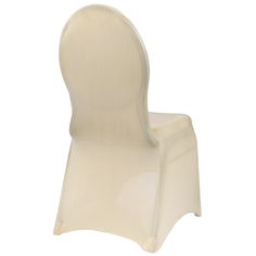 a white chair that is sitting up against a white background with no people around it