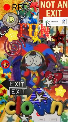 an image of a collage with words and pictures on it that say, not an exit