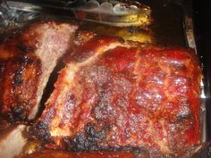 the meat is cooked and ready to be put in the oven for cooking on the grill