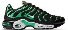 Nike Plus Black Electric Green Nike Air Max Plus Black, Tn Black, Nike Air Max White, Sneakers Nike Air Max, Nike Tn, Electric Green, Mens Nike Air, Nike Air Max Plus, Air Max Plus