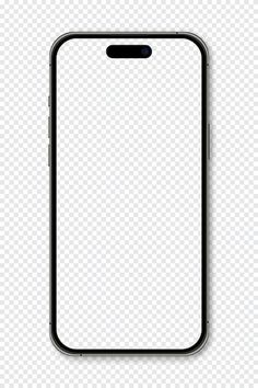 an iphone with a blank screen is shown in black and white, on a transparent background