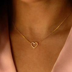 18k Gold Plated Heart Pendant Necklace Women Jewelry Little Heart Necklace, Golden Heart Necklace, Gold Heart Jewelry, Heart Cross Necklace, Heart Choker Necklace, Golden Heart, Gold Heart Necklace, Necklace Women, Dream Jewelry