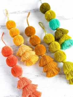 multicolored tasselled pom pom garlands