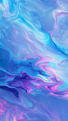 an abstract blue and pink background with swirly lines in the center, as well as waves