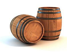 two wooden barrels sitting next to each other with the words gluten in wine?