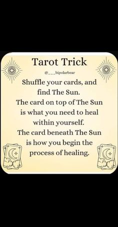 the tarot trick card is shown in white with black lettering and an image of sun