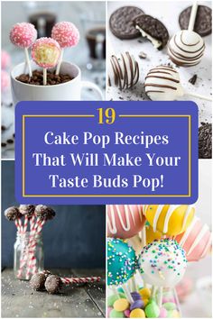 Collage of 4 cake pop recipes. Birthday Cake Cake Pops Recipe, The Best Cake Pop Recipe, Cake Balls With Frosting, Best Chocolate For Cake Pops, Best Cakepop Recipes, Cake Pop Flavors Recipes, Cakepop Flavors Ideas, Cakepop Recipes Easy, Cake Pop Gift Ideas