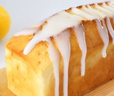 a loaf of lemon pound cake with icing