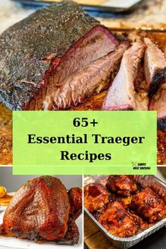 different types of meats are shown with the words, 65 essential triggerer recipes