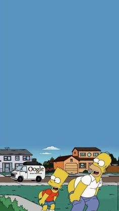 the simpsons is walking with his son