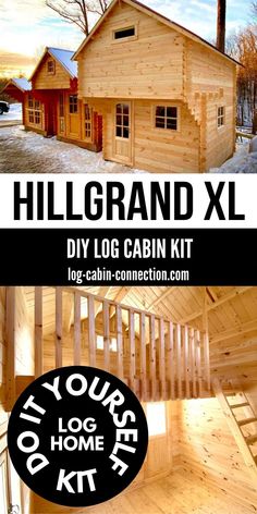 a log cabin kit with the words hillgrand xxl on it and an image of