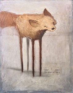 a drawing of a fox standing on two legs