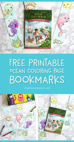 children's coloring bookmarks with the title free printable ocean coloring page books