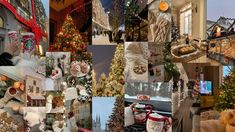 a collage of photos with christmas decorations