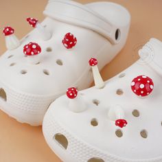 Mushroom Shoes, Unique Shoe, Cartoon Mushroom, Crocs Fashion, Shoe Buckle, Shoes Unique, Red Mushroom, Perfect Gift For Girlfriend, Kawaii Cartoon