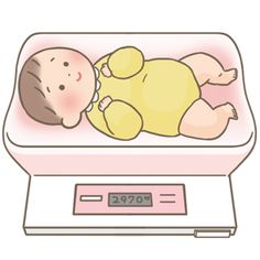 a baby sleeping on top of a scale