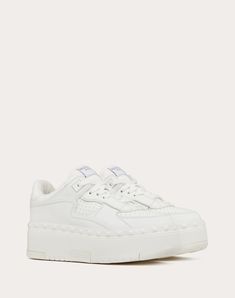 Freedots Xl Calfskin Sneaker for Woman in White Woman In White, Valentino Shoes, Leather Trainers, Boutique Online, White Sneakers, Valentino Garavani, Online Boutique, Calf Skin, Boutique