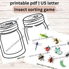 Ignite your child's sense of curiosity and adventure with this Montessori-inspired Insect Sorting Activity! Ideal for homeschooling or daycare settings, this printable consists of 10 distinct insects ready to be cut out, identified, and sorted into 2 jars. Whether you choose to cut out the jars or replace the white inner part with contact paper for a fun stick-on experience, this resource promises immersive learning.