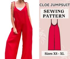 Sewing Pattern Women's Jumpsuit Sewing Pattern - Dungaree Pant Loose Trouser PDF Pattern Boho Jumpsuit Pattern, Jumpsuit Pattern Sewing Free, Diy Jumpsuit Pattern, Jumpsuit Diy, Pattern Overalls, Jumpsuit Sewing Pattern, Overalls Pattern, Unique Sewing Patterns, Jumpsuit Sewing