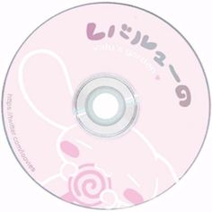 the cd is pink and has an image of a rabbit on it's side