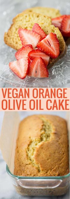 an orange olive oil cake with strawberries on top