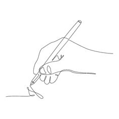 a hand holding a pencil and writing on paper with the tip of a pen in it