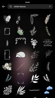 an iphone screen showing the different types of flowers and leaves on it's display