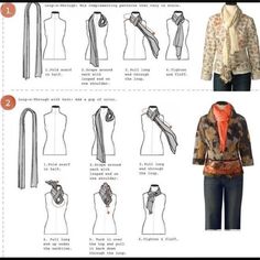 Pictures And Illustrations Demonstrating Over 50 Ways To Tie A Scarf ~ Scarf Tying Tutorial, Ways To Tie Scarves, Tie A Scarf, Formal Tie, Scarf Knots, Scarf Tutorial, Ways To Wear A Scarf, How To Wear A Scarf, B Fashion