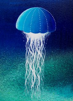 a painting of a jellyfish floating in the ocean