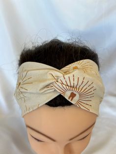 "Retro Starburst - a perfect minimalist Headband with a Terracotta color on Cream! Size is approx. 3 1/2\" wide.  Like 2 headbands in one, as this can be worn 2 ways (knot in front or knot in back). Buttons can be added at NO EXTRA CHARGE.  Would make a lovely gift for any holiday or stocking stuffer!" Knots In Back, Spooky Tooth, Minimalist Headband, Green Scrubs, Cute Scrubs, Terracotta Color, Dental Teeth, Pink Headbands, Light Teal