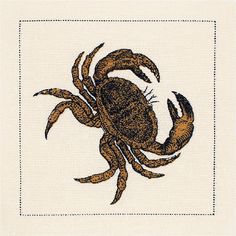 a brown crab on a white background is featured in this cross - stitch pattern,