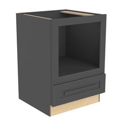 an image of a black cabinet with drawers on the front and bottom part in wood