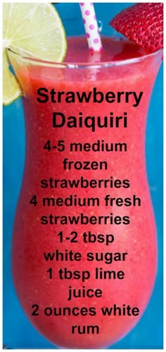 a strawberry daiquii drink with the ingredients in it