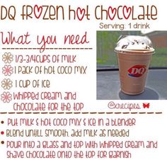 a poster with an image of a cup of chocolate milkshake and the words do frozen hot chocolate what you need