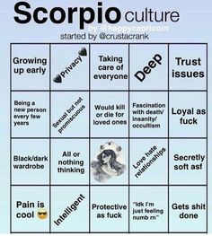 the scorpio culture game is shown in black and white, with an image of a