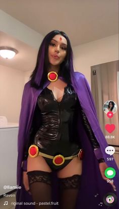 Hot Raven Costume, Cool Female Costumes, Female Costumes Ideas, Raven Halloween Costume Makeup, Cool Female Halloween Costumes, Female Villans Costumes, Raven Costume Aesthetic, Halloween Costumes Villians Women, Halloween Costume Cartoon Characters