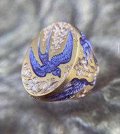 Castro Smith Ring, Traditional Jewelry Antique, Castro Smith, Hand Engraved Jewelry, Jewelry Engraving, Engraving Jewelry, Fine Jewelry Rings, Bird Ring, Mens Rings