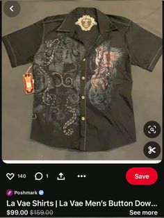 a black shirt with dragon designs on it