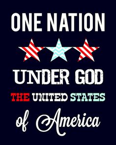 one nation under god, the united states of america poster with stars and stripes on black background