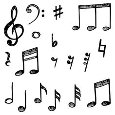 hand drawn musical notes and symbols