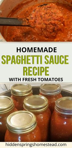 homemade spaghetti sauce recipe with fresh tomatoes in a pot and on the stove for dinner