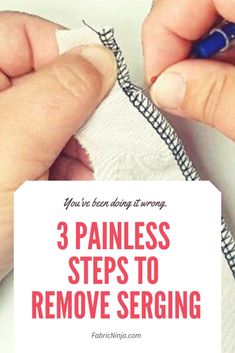 two hands are holding a piece of paper with the words, 3 painless steps to remove