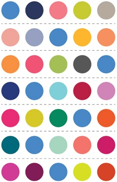 an image of different colors in the shape of circles on a white background with lines and dots