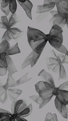 black and white drawing of bows on a white background