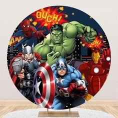 an image of the avengerss on a plate in front of a room with hardwood floors