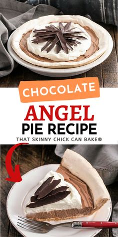 chocolate angel pie recipe on a white plate