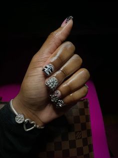 Black Junk Nails, Coffin Nails Ombre, Junk Nails, Duck Nails, Drip Nails, Colored Acrylic Nails, Work Nails